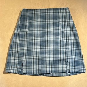 Brandy Melville J Galt RARE Blue Plaid Flannel Zip Mini Front Slits Like New OS